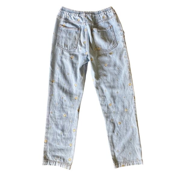 MINI BODEN Embroidered Star Jeans Girls 9 Blue Elastic Waist Denim Jean Pockets - Picture 2 of 8